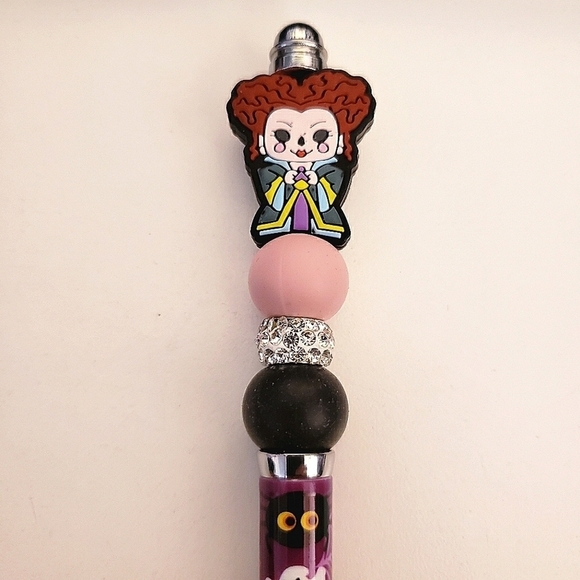 Handmade Hocus Pocus Winifred Sanderson Beaded Silicone Focal Bead Pen - Picture 1 of 3